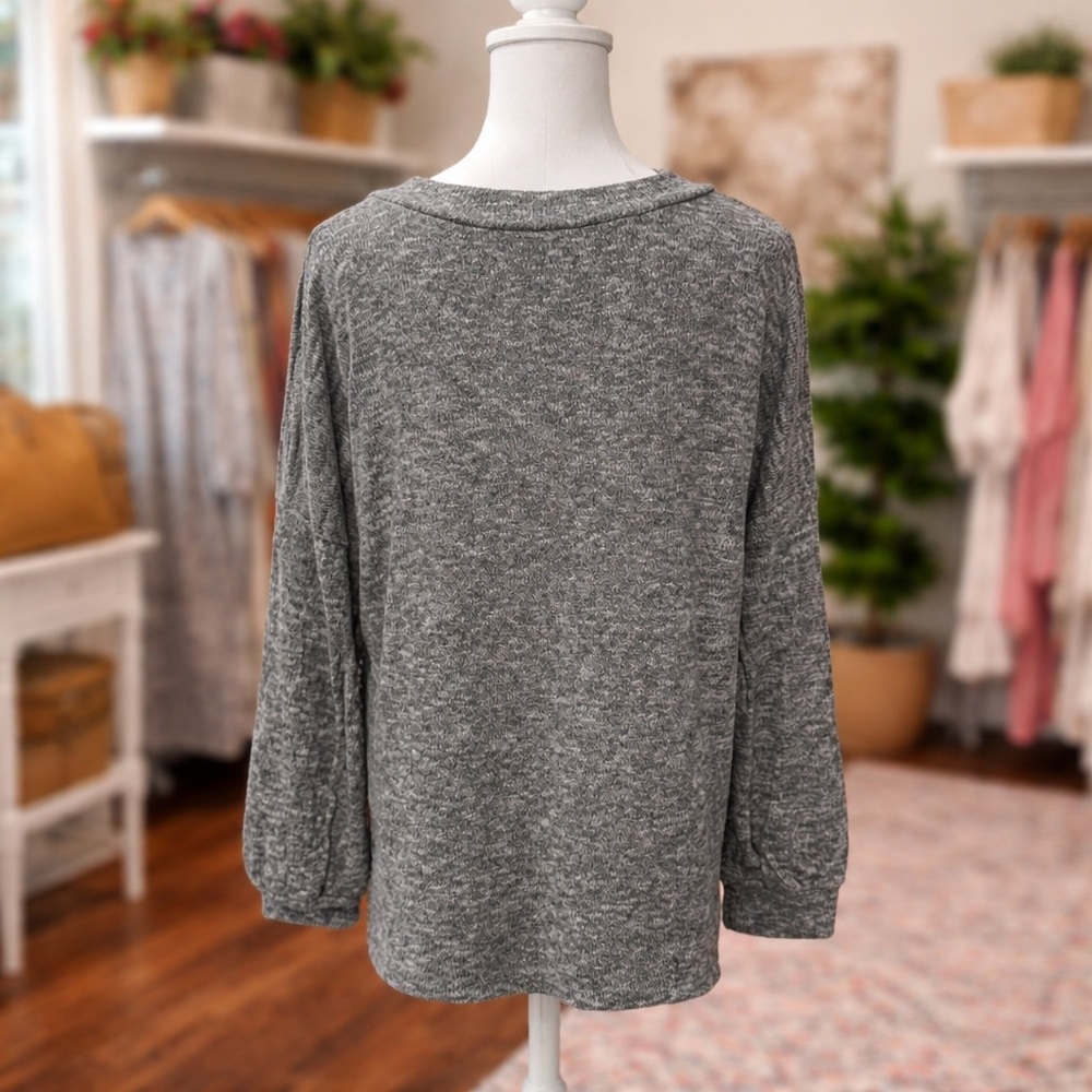 White Birch Oversized Sweater Large Gray Soft Cozy Lounge Knit Boutique - Picture 2 of 2